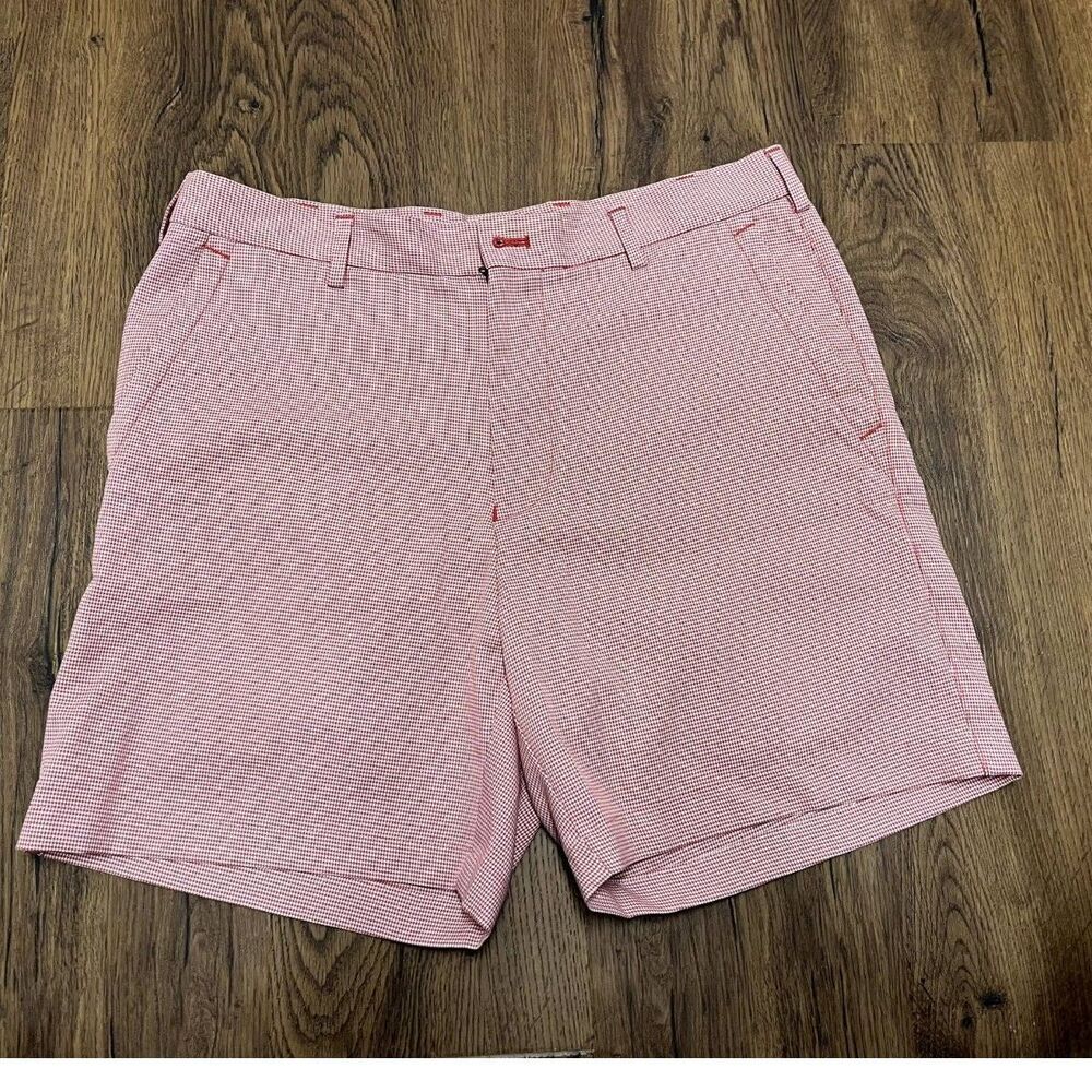 Peter Millar Crown Sport Striped Pink Chino Shorts Mens 32 Golf Preppy Polyester